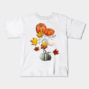 Autumn Design Crazy Pumpkin Lady Quote, Graphic Leaves and Pumpkins Funny Fall Apparel & Home Decor Kids T-Shirt